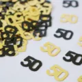 50. Geburtstag Konfetti Gold und Schwarz PVC Tischdeko Party Deko Pailletten Set Neu - Nummer 50 / 10g Packung / Schwarz und Gold