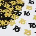 Gold und schwarz Nummer 16 Konfetti für Geburtstag Party Tischdekoration und festliche Anlässe. - Nummer 16 / 10g Packung / Schwarz und Gold