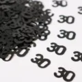 Schwarze Nummer 30 PVC Konfetti Pailletten für Geburtstag Party Tischdekoration Feier Requisiten. - Nummer 30 / 10g Packung / Schwarz
