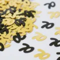 Goldene und schwarze Zahlen Konfetti Pailletten für Geburtstag Party Tischdeko Streudeko - Nummer 70 / 10g Packung / Schwarz und Gold
