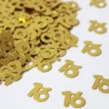 Goldene Zahlen Konfetti für Geburtstag Party Tisch Dekoration, metallische PVC Pailletten. - Nummer 16 / 10g Packung / Gold