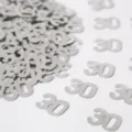Silberne Nummer 30 Konfetti Tischdeko metallische PVC Pailletten für Geburtstag Party - Nummer 30 / 10g Packung / Silber
