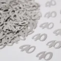 Silberne Nummer 40 Konfetti Tischdeko für Geburtstag und Jubiläum Party Dekoration. - Nummer 40 / 10g Packung / Silber