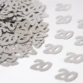 Silberne Nummer 20 Konfetti Tischdeko für Geburtstag Party Jubiläum Feier Dekoration - Nummer 20 / 10g Packung / Silber