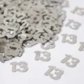 Silberne Nummer 13 Konfetti Tischstreuung metallische PVC Pailletten für Geburtstag Party - Nummer 13 / 10g Packung / Silber