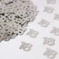 Silberne Nummer 18 Konfetti Tischdeko metallische PVC Pailletten für Geburtstag Party. - Nummer 18 / 10g Packung / Silber