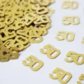 Goldene Nummer 50 Konfetti Tischdeko Streudeko für 50. Geburtstag und Jubiläum Party. - Nummer 50 / 10g Packung / Gold