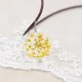 Handmade Dried Flower Necklace Yellow Glass Ball Pendant Clavicle Chain Variant Option - 14mm / Yellow
