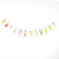 Kids cartoon party hanging banner, cute children and animal garland decoration for class. - Hand-in-Hand Linked Style