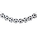 Soccer theme birthday party hanging banner garland, classic black and white football party decorations. - Football Bunting Banner