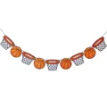 Basketball themed birthday party decorative banner bunting hanging flag for sports celebration - Basketball & Hoop Banner