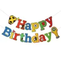 Soccer theme birthday party banner decoration, colorful football letter hanging flags. - Football Birthday Banner