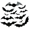Halloween 3D bat wall stickers black PVC scary party home decoration variant set style A - 12 Pcs/Set / Black Big Bat