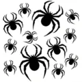Halloween black spider wall stickers PVC 3D spooky party decoration supplies set pack - 12 Pcs/Set / Large Spider