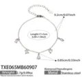 Stainless steel multi-shape zirconia charm bracelet, adjustable length 17+5cm, elegant women. - Bracelet (TXE065) / 17+5cm / Steel Color (White Zirconia)