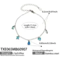 Stainless steel multi-charm zircon fine bracelet detail view, delicate and stylish jewelry. - Bracelet (TXE065) / 17+5cm / Steel Color (Blue Zirconia)