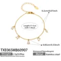 Stainless steel 18K gold plated multi zircon charm fine bracelet with adjustable length. - Bracelet (TXE065) / 17+5cm / Gold (White Zirconia)