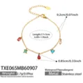 Stainless steel 18k gold plated rainbow multi charm zircon fine bracelet for women - Bracelet (TXE065) / 17+5cm / Gold (Colored Zirconia)