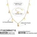 Goldene Y-Halskette aus 316L Edelstahl mit Stern und verschiedenen Anhängern für Damen. - Multi-Element Anhänger Kette / 42+5cm / Gold (P1682-Mehrfachanhänger)