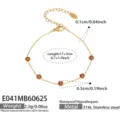 Pulsera de acero inoxidable chapado en oro con dijes de rosas rojas para mujer moderna. - Estilo Flor de Rosa (E041) / 17+5cm / Dorado