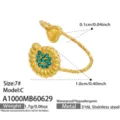 Ozean Element 316L Edelstahl 18K Gold offener Zirkon Muschel Ring fur Damen Schmuck - Größe 7 / Schneckenhaus Stil / Blauer Zirkonia