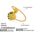 Edelstahl Muschel Ring mit blauem Zirkon, offener verstellbarer Ozean Schmuck für Damen. - Größe 7 / Jakobsmuschel-Stil / Blauer Zirkonia
