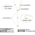 Goldener Edelstahl Vierblättriges Kleeblatt Zirkon Y Halskette elegante Schmuck Damen - Vierblättrige Blume Strass Gold Y-Halskette / 39+5cm