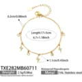 Edelstahl vergoldet Blitz Zirkonia Anhänger Armband Detailansicht mit Maßen und Gewicht. - Blitzschlag Strass Gold Armband / 17+5cm