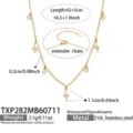 Goldener Edelstahl Blitz Zirkonia Anhänger Halskette mit Verlängerungskette Details. - Blitzschlag Strass Gold Halskette / 42+5cm