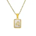 Leo zodiac sign shell inlay 18K gold plated stainless steel pendant necklace - Leo