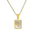 18K gold plated stainless steel Virgo zodiac necklace with mother of pearl pendant - Virgo