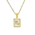 Elegant gold Scorpio zodiac shell inlay pendant necklace for women, stainless steel - Scorpio