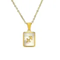 Sagittarius zodiac necklace with shell inlay in 18K gold plated stainless steel - Sagittarius