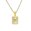 18K Gold Plated Stainless Steel Pisces Zodiac Necklace with Shell Inlay Pendant - Pisces