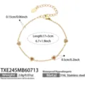 Gold-plated stainless steel bracelet featuring delicate heart pendants with colorful zirconia. - Bracelet / 17+5cm / Gold with Red Rhinestone
