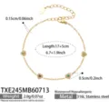 Gold plated stainless steel heart green zircon bracelet with extension chain and charms - Bracelet / 17+5cm / Gold With Green Rhinestone