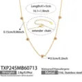 Gold stainless steel heart pendant necklace with pink cubic zirconia and extender chain. - Necklace / 41+5cm / Gold With Pink Rhinestone