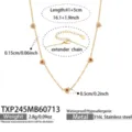 Gold plated stainless steel colorful zircon heart pendant necklace, sweet style jewelry. - Necklace / 41+5cm / Gold with Red Rhinestone