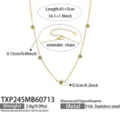 Gold plated stainless steel heart station necklace with green cubic zirconia and extender chain. - Necklace / 41+5cm / Gold With Green Rhinestone