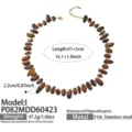 Dopamin bunte Naturstein handgemachte Perlenkette europaischer Stil Schlusselbein Kette - 40+5cm / P082-I Naturstein Halskette
