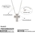 Zircon cross pendant necklace variant SKU, delicate 316L stainless steel clavicle chain jewelry. - Model P895-D / 40.5+5cm / Steel