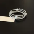 Bracelet multicouche exquis en perles et strass, style cour rétro bijoux femme. - Style 1 / Argent