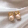 Elegant french vintage pink pearl hoop earrings with sparkling crystal gold design variant - Pink Pearl Ear Buckle (11#)