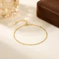 Minimalist S925 sterling silver gold-plated fine bracelet with delicate round sequins - 16+5cm / Gold