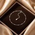 Delicate S925 sterling silver chain bracelet with small round disc charms in a gift box. - 16+5cm / White Gold