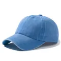 Gorra de béisbol de denim lavado azul, gorra dad estilo vintage desgastado, gorra deportiva - Ajustable / Azul Claro