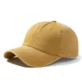 Gorra de béisbol vintage lavada amarilla, dad hat casual con visera curva y ojales. - Ajustable / Amarillo