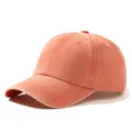 Gorra de beisbol vintage de algodon lavado, sombrero casual liso unisex de ala suave comodo. - Ajustable / Naranja