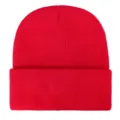 Gorro de punto rojo con vuelta para hombre y mujer, gorro de invierno cálido clásico, liso. - Ajustable / Rojo