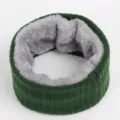 Green knitted fleece loop scarf, warm winter neck warmer for men and women, cozy solid color. - Green